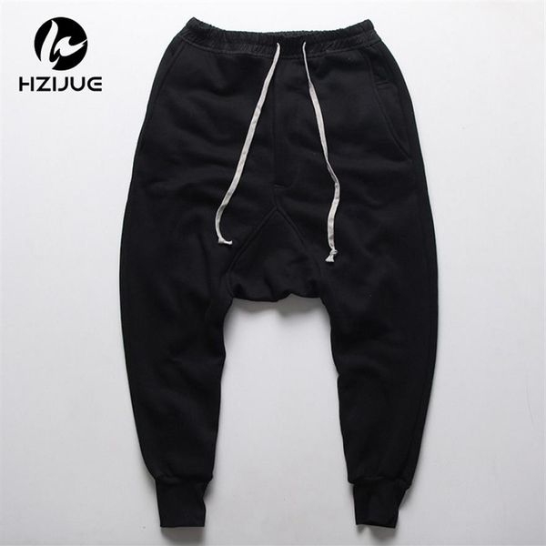 

hzijue pants hip hop dance harem sweatpants drop crotch pants men parkour track tapered trousers264r, Black