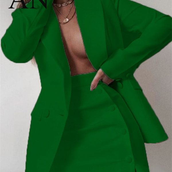 

two piece dress women's office professional suit small coat short skirt twopiece 2 set plus 220831, White