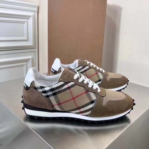 

designer striped vintage shoes house check suede sneaker men platform casual shoes shades flats trainers brand outdoor shoe 23, Black