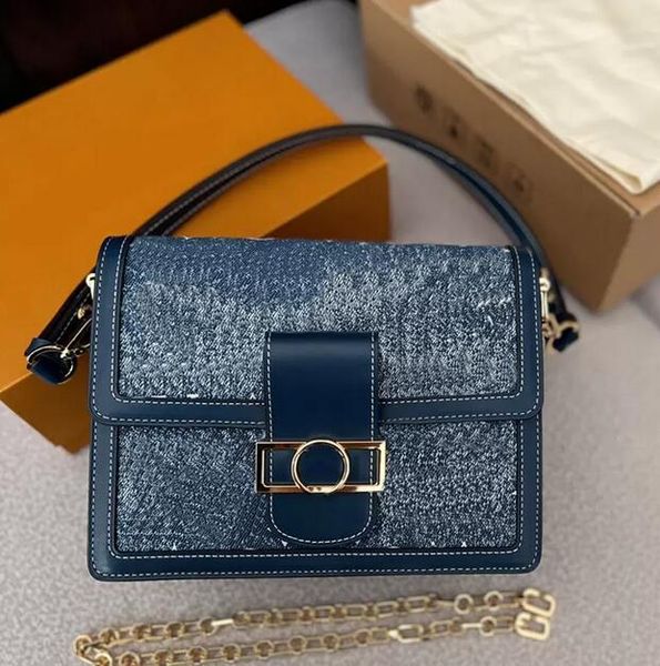 

denim tannin chain bags flap crossbody axillary chains bag shoulder bags purse genuine leather pouch gold hardware classic flower clutch tot