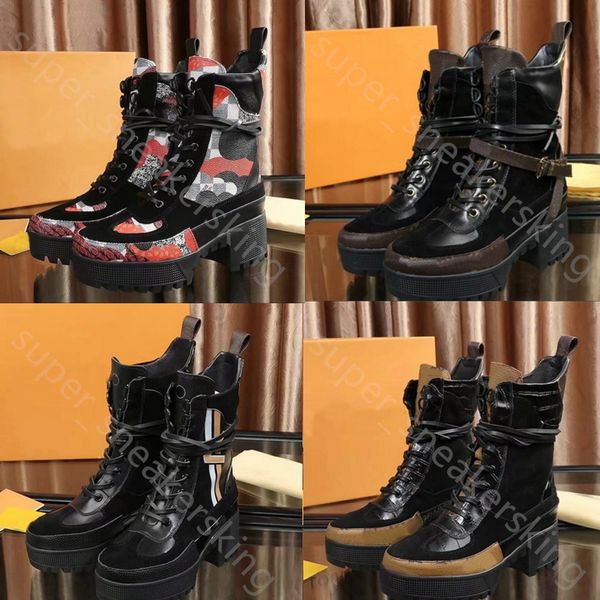 

designer ankle boots women boots flamingos love arrow medal martin boot 2023 winter genuine leather coarse high heel shoes heeled booties wi, Black