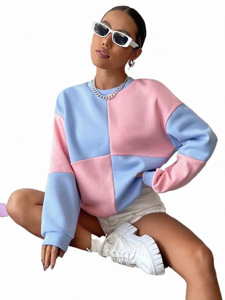 

women's hoodies & sweatshirts two tone drop shoulder sweatshirt n5qx#, Black