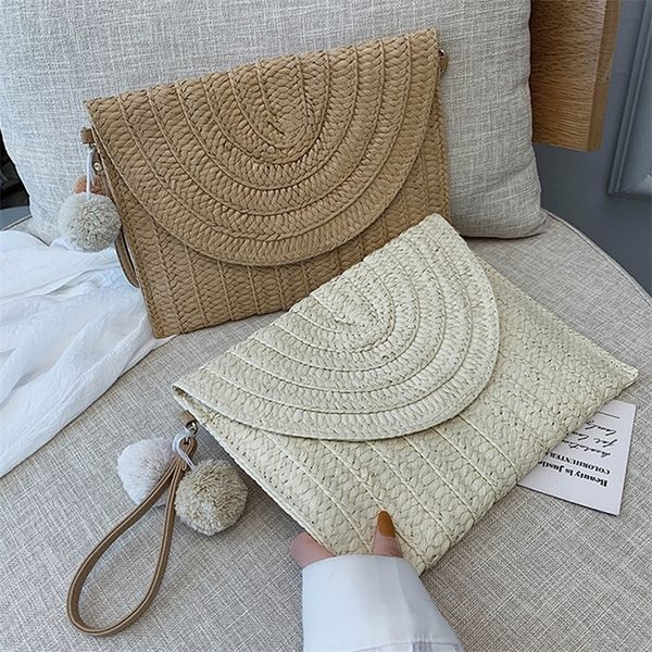 

evening bags women girls fashion crossbody envelope elegant straw handbag clutch summer beach shoulder 220831