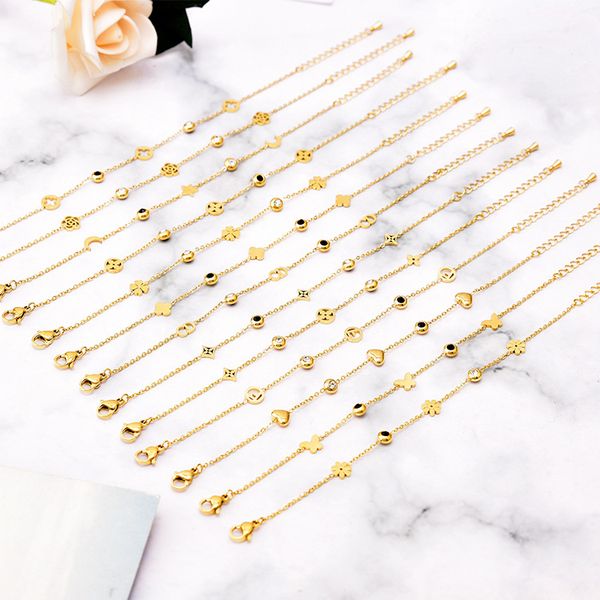 

cute jewelry clover pendant necklace charm bracelet for women gift, Golden;silver
