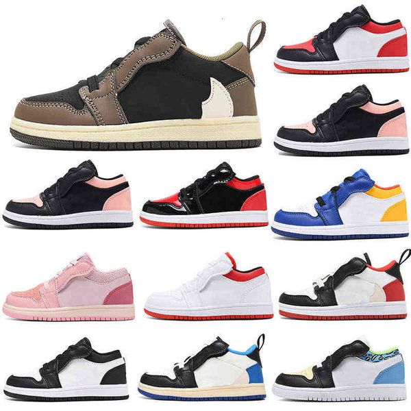 

kids designer 1 basketball shoes sneakers boys girls banned 1s athletic outdoor game royal obsidian chicago red bred melody mid multi-color