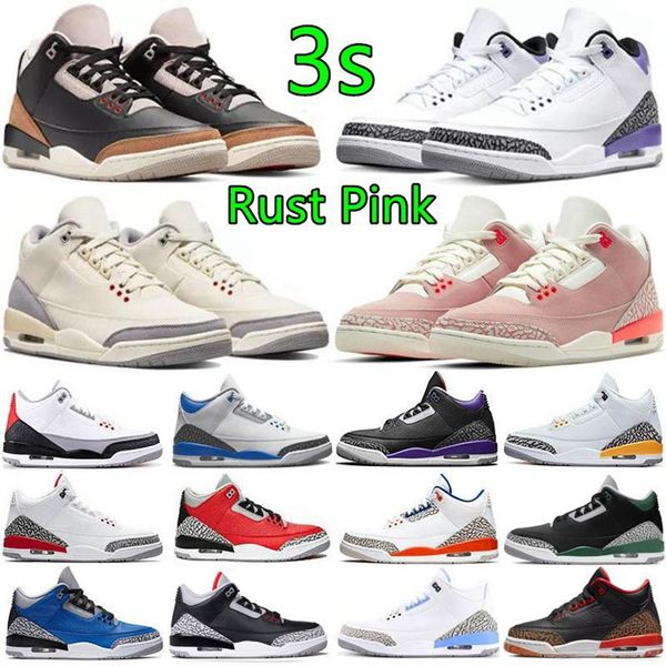 

shoe men basketball shoes 3s jumpman 3 pine green racer blue cool grey georgetown court purple laser orange university red mens trainers out, Black