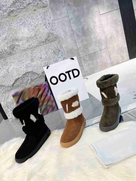 

designer ankle boots suede leather snow boots winter black brown green cotton shoes lettering warm flat boot with box optional 35-41