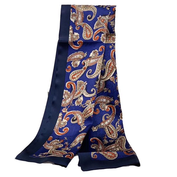

men 100% mulberry silk scarf double layer long neckerchief print pattern, Blue;gray