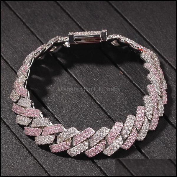 

link chain new arrival personalized gold bling diamond mens cuban link chain bracelet iced out cubic zirconia curb wristban lulubaby dhilm, Black