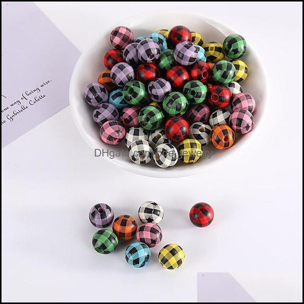 

wood 20pcs/pack wooden beads big round plaid printing loose spacer wood bead for jewelry making necklace diy accessories 126c3 drop d dhapy, Black