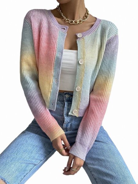 

women's sweaters ombre ribbed knit cardigan 2022 new m2oa#, White;black