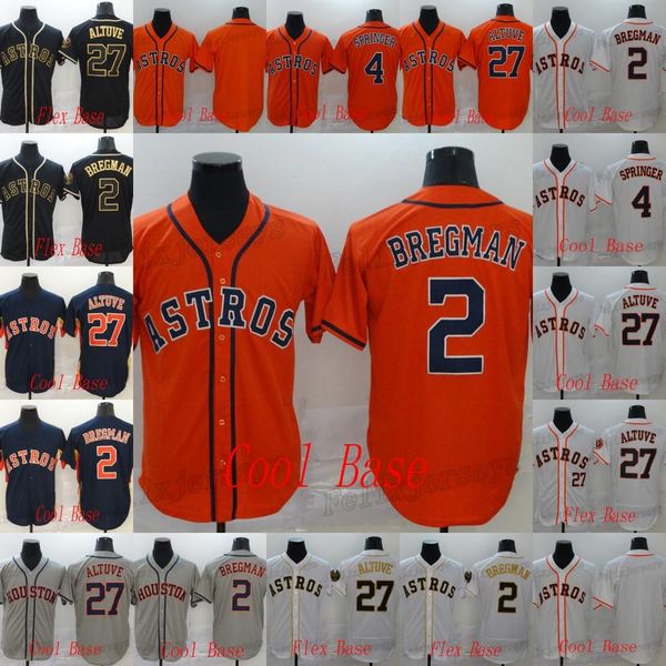 

baseball jersey2 alex bregman 27 jose altuve 4 george springer 2020 new men 's baseball jersey grey orange white black