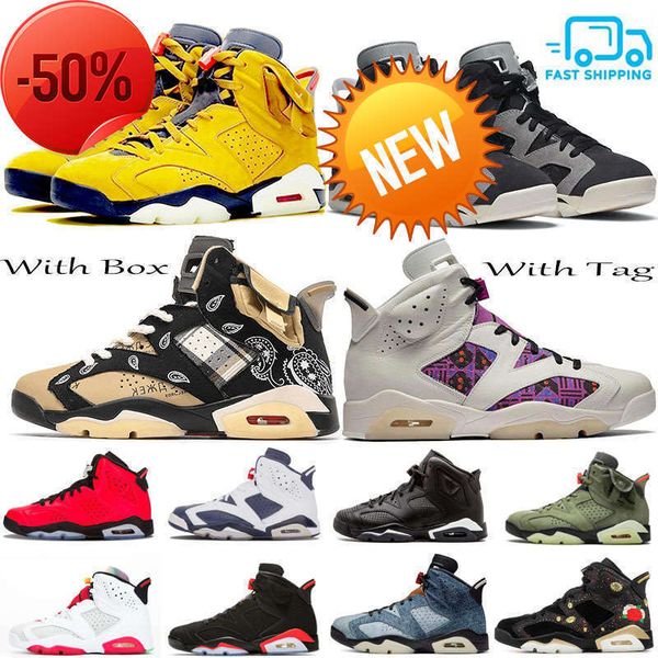 

boots with box jumpman 6 6s mens basketball shoes satin travis scotts retro hare quai 54 tech chrome black cat infrared dmp trainers sneaker