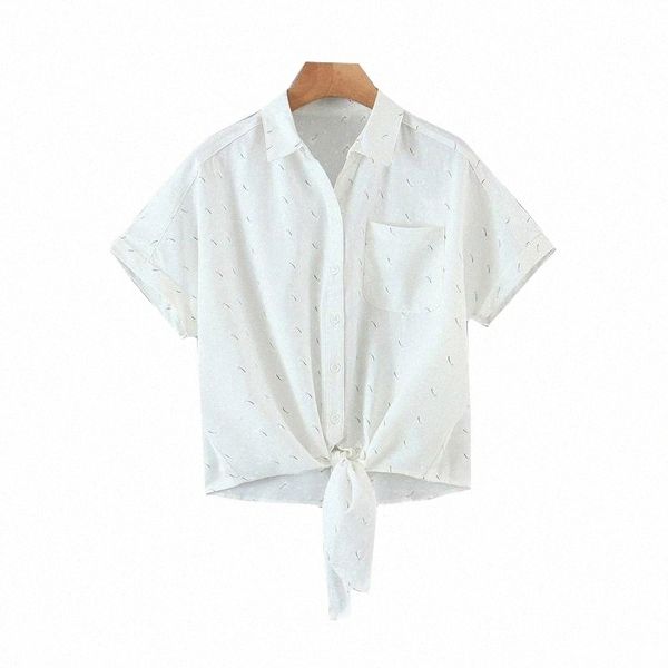

women's blouses & shirts women's blouses & shirts alldoke floral print bow lace up blouse women summer turn-down collar short slee, White