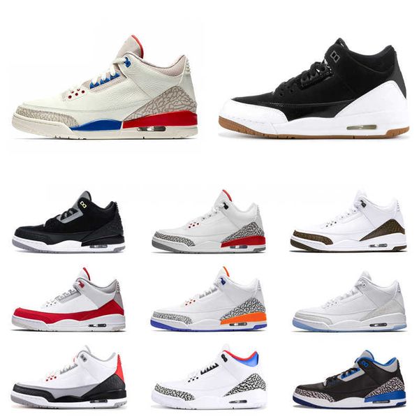 

fire red men basketball shoes 3 3s black cat cement pure white wolf grey throw line katrina mens trainers sports sneakers