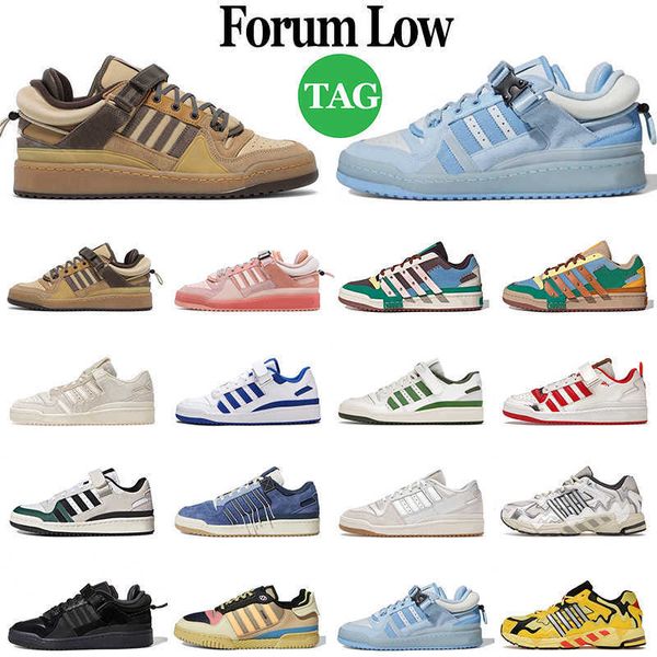 

walking designer bad bunny forum 84 low casual shoes buckle cream yellow denim blue tint easter egg patchwork women mens trainers, Black