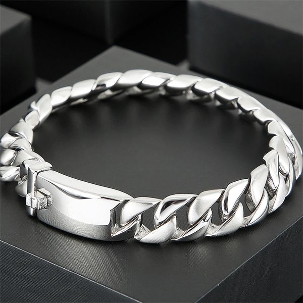 

bangle matter brushed 316l stainless steel mens wrist bracelet man 12mm link chain men bracelets on hand 679" jewellery accessories 220, Black