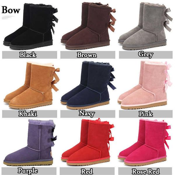 

winter women snow boot laday girl's wg short bow boot woman luxury designer warm classic 3208 5854shoes sneakers2625, Black