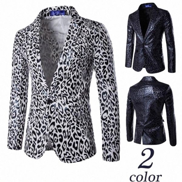

men's suits & blazers men's suits & blazers black white leopard jacket for men fashion europe style suit one-buckle slim fit male, White;black