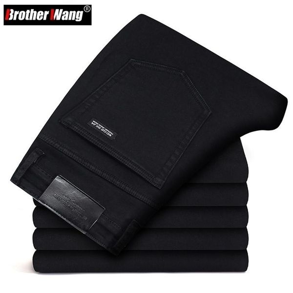 

mens jeans stretch black classic style business fashion pure slimfit denim pants male brand casual trousers 220831, Blue