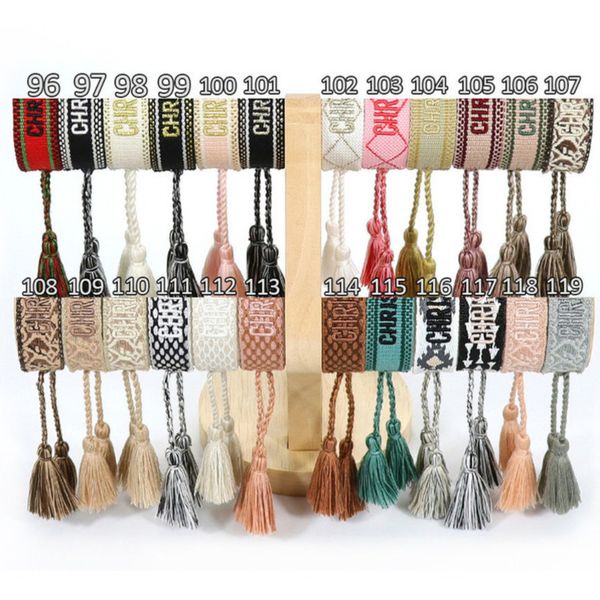 

fashion classic brand bangles bracelets luxury women men handmade signature embroidered woven tassel adjustable bracelet jewelry friendship, Black