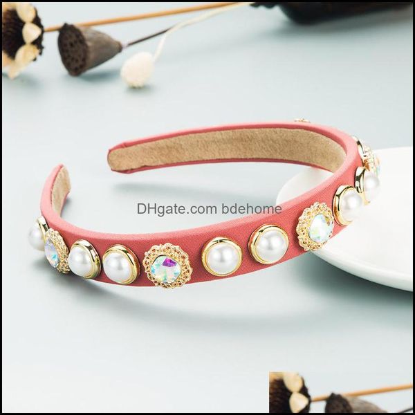 

headbands fashion women headband pearls rhinestone hairband handmade baroque headwear girls hair accessories 990 b3 drop delivery 202 dhd2k, Silver