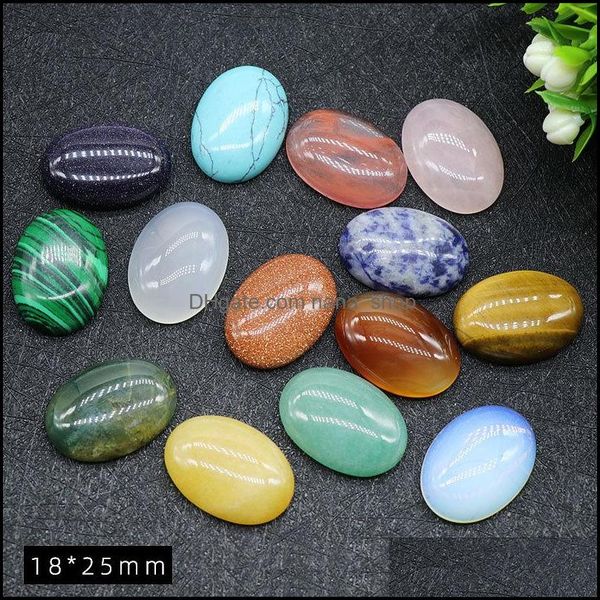 

stone 18x25mm flat back assorted loose stone oval cab cabochons beads for jewelry making healing crystal wholesale drop delivery 2021 dhkef, Black