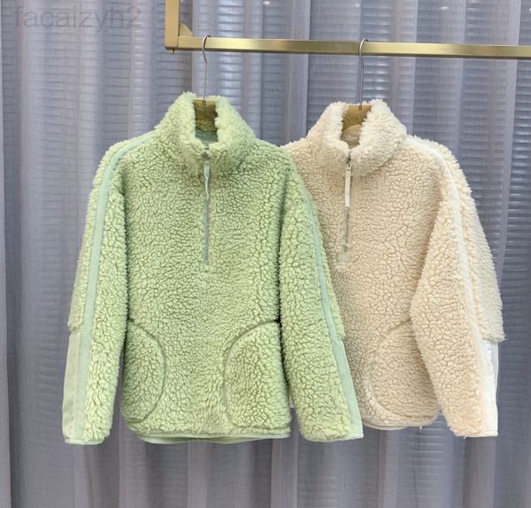 

women's jackets designer house 21 winter clothes new stitched lamb fleece semi zipper sweater casual short coat folr, Black;brown