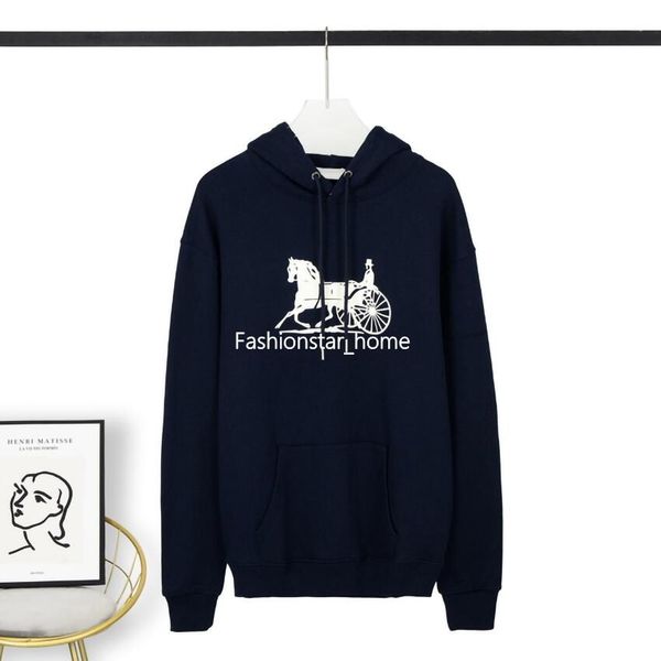 

22fw france new classic street carriage hooded sweatshirt early spring autumn hoodies man women high end crewneck pullover fashion casual sw, Black
