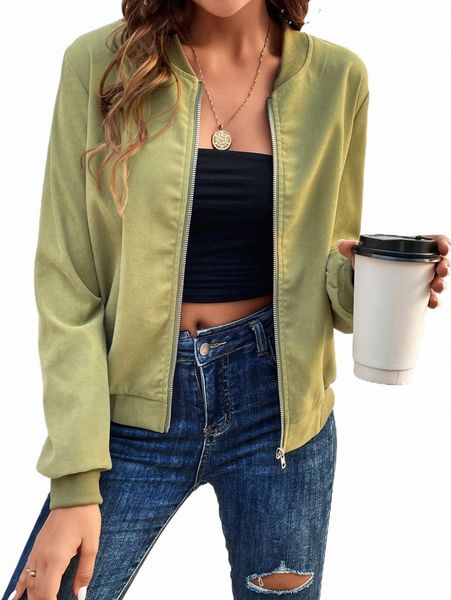 

women's jackets zip up bomber jacket 2022 new k1vl#, Black;brown
