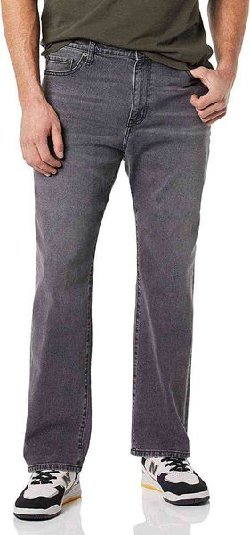 

men's jeans essentials men's straight slim elastic micro jeans, Blue