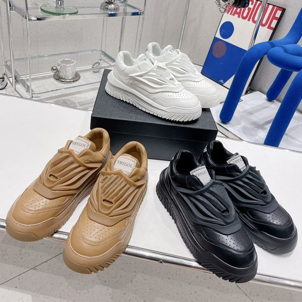 

tbtgol designer mens women casual shoes gold silver leather luxury womens espadrilles trainers no lace up platform sneakers with box no410, Black