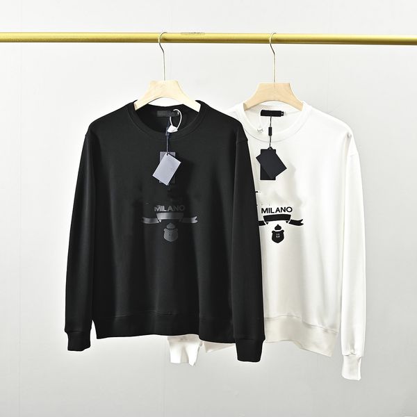 

men's hoodie sweatshirt classic round neck long sleeve loose letter print women couple jacket, Black