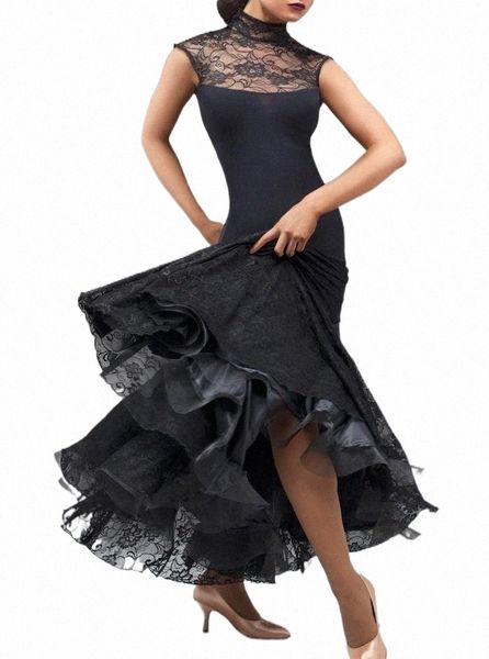 

stage wear ballroom modern waltz tango foxtrot dress lady's elegant black sleeveless stage wear women flamenco dancing dresses s67y#, Black;red