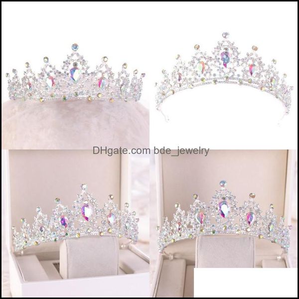 

tiaras bride luxury crown wedding trendy tiara for bridal women rhinestone princess headwear exquisite hair accessories fashion 2502 dh1qs, White;golden