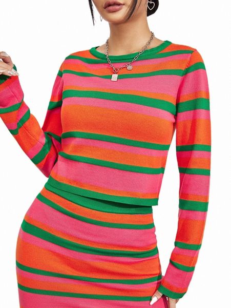 

women's sweaters block striped sweater 2022 new 8434#, White;black