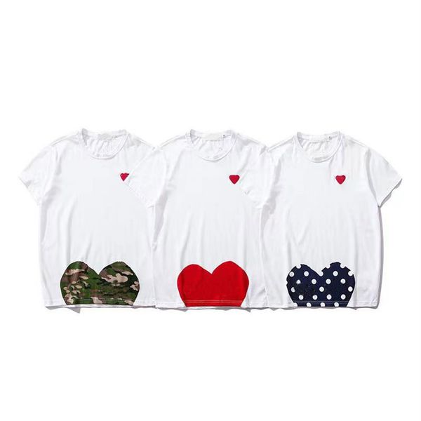 

fashion men's designer game t shirt red heart shirt commes casual blouse des badge garcons cotton embroidered short s224t, White;black
