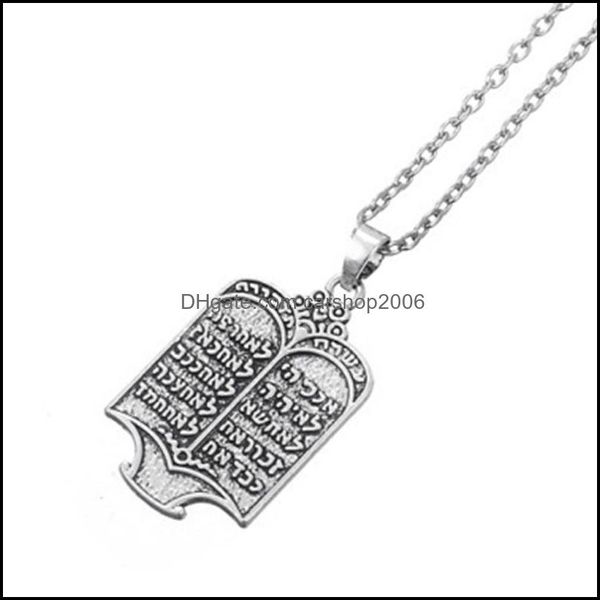 

pendant necklaces fishhook tibetan siery jewish torah scroll 10 commandments amet supernatural necklace ethnic jewelry for man woman dh6ce, Silver