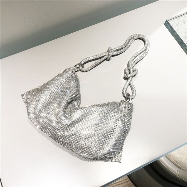 

evening bags handle clutch silver shiny crystal dinner party wedding purses and handbag luxury designer shoulder 220831