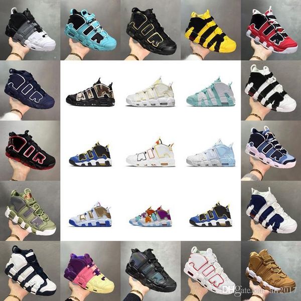

shoe multi-color mens womens basketball shoes more uptempo'striple black white varsity laser crimson lucky charms psychic blue sneakers