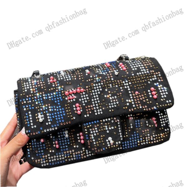 

22pre-fall classic quilted pearl and diamond flap bag suede silver hardware chain shoulder crossbody pocket luxuries designers women purse w