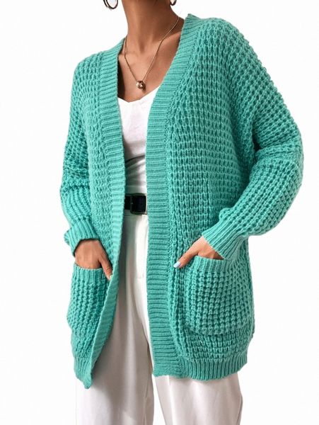 

women's sweaters dual pocket drop shoulder cardigan h5kh#, White;black