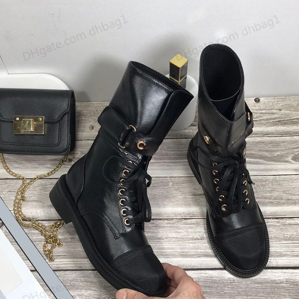 

designer womens ankle boots metal letter classic black with low chunky heel casual shoes leather silk slip-on rainboots high knight fashion