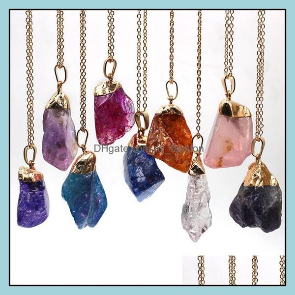 

pendant necklaces dyed healing stone crystal druzy necklace pink yellow rose quartz chakras pendant for gift jewelry dro dhseller2010 dhsnq, Silver