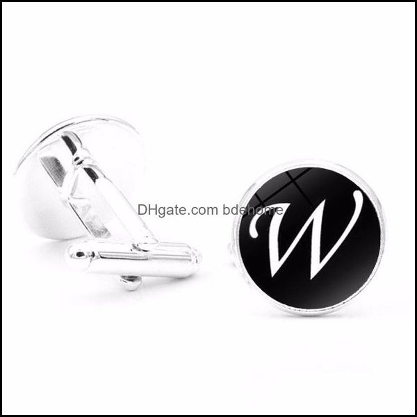 

cuff links english letter cuff link a-z links shirts cufflinks mans french wedding fathers day xmas gift c3 drop delivery 2021 j dh2cp, Silver