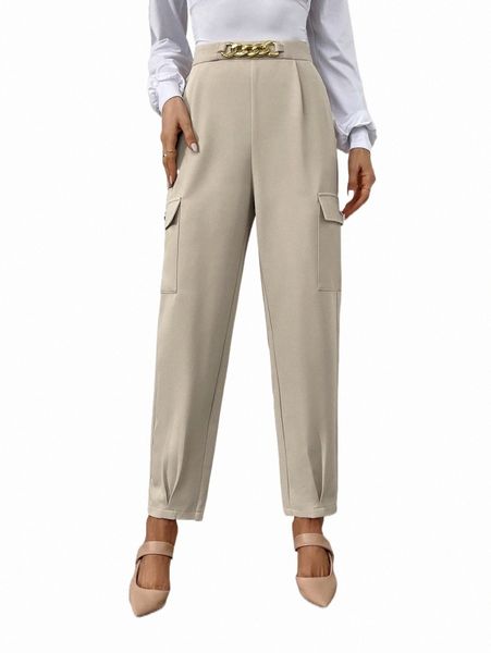 

women's pants & capris high waist chain detail pants v35t#, Black;white