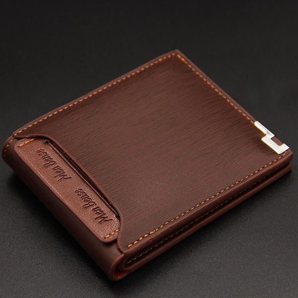 

vintage men leather wallet short slim male purses money clip dollar portomonee carteria300y, Red;black