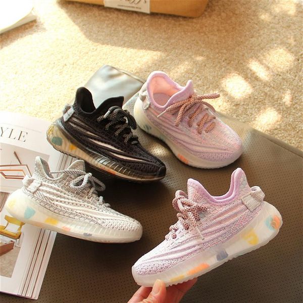 

kids shoes breathable sneakers colourful sole knaye west trainers infant youth children boys and girls chaussures pour enfants3044, Black;red