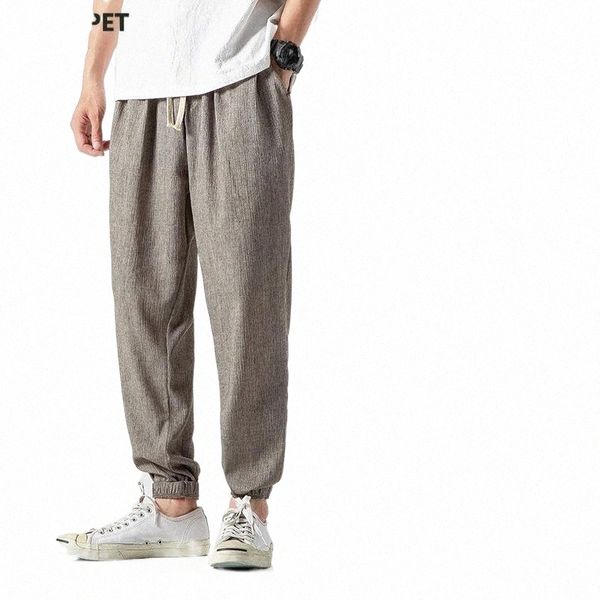 

men's pants men's pants chinese style harem jogger men cotton linen sweatpants trousers casual lightweight spring summer joggers 4, Black