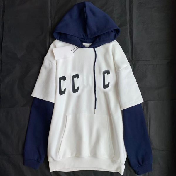 

woman clothe hoodie womens designers print letters sports pink hoody casual hooded cotton navy white fake two pieces lovers long sleeve, Black